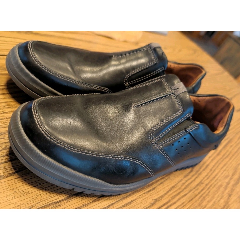 Clarks Unstructured Shoes Oxford Sneakers Mens 10 W (Wide) Black Leather Casual